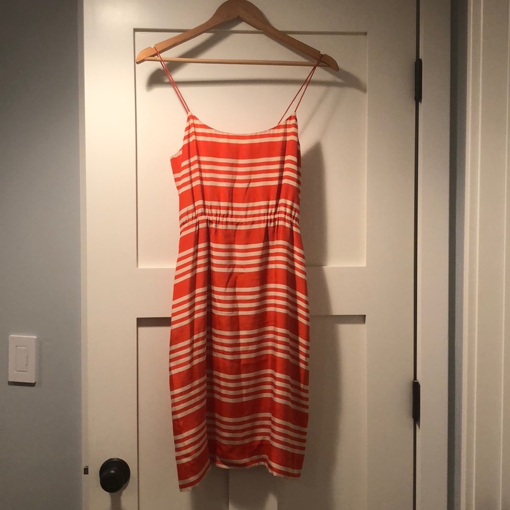 J Crew Orange Stripe Spaghetti Strap Dress